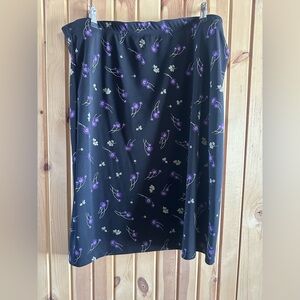 Cherokee Black Midi Skirt with Purple Floral Design